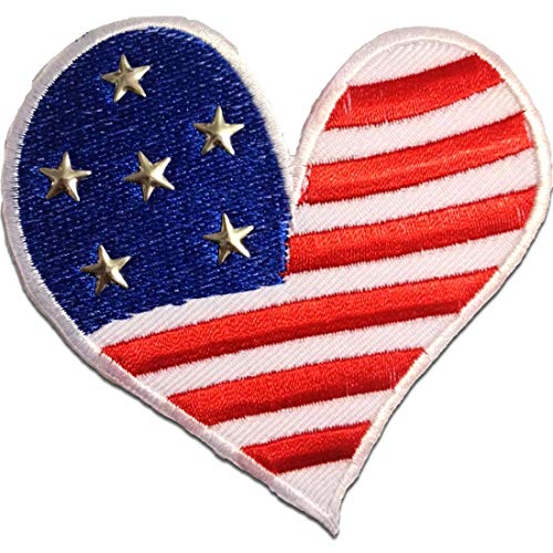 USA Herz - Aufnäher, Bügelbild, Aufbügler, Applikationen, Patches, Flicken, zum aufbügeln, Größe: 8.0 x 9.0 cm USA Herz - Aufnäher, Bügelbild, Aufbügler, Applikationen, Patches, Flicken, zum aufbügeln, Größe: 8.0 x 9.0 cm von Catch the Patch