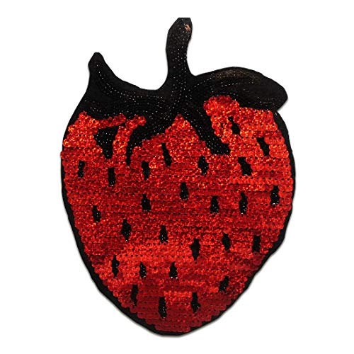 XL Erdbeere Frucht mit Pailletten - Aufnäher, Applikationen, Patches, Flicken, zum aufnähen, Größe: 16,5 x 23,5 cm XL Erdbeere Frucht mit Pailletten - Aufnäher, Applikationen, Patches, Flicken, zum aufnähen, Größe: 16,5 x 23,5 cm von Catch the Patch