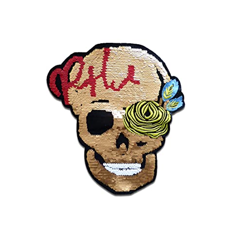 XXL Totenkopf Rose mit Wendepailletten - Aufnäher, Applikationen, Patches, Flicken, zum aufnähen, Größe: 30,6 x 26,7 cm XXL Totenkopf Rose mit Wendepailletten - Aufnäher, Applikationen, Patches, Flicken, zum aufnähen, Größe: 30,6 x 26,7 cm von Catch the Patch