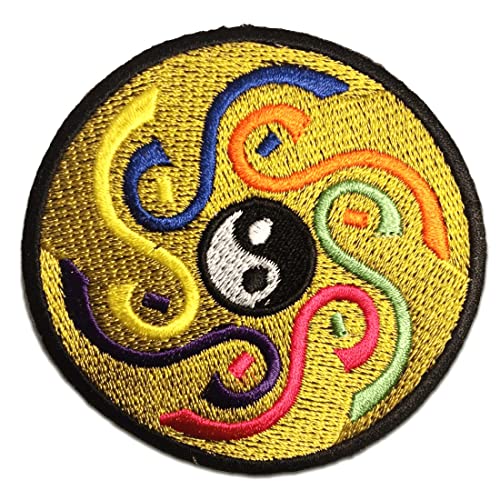 Yin Yang Spirituell - Aufnäher, Bügelbild, Aufbügler, Applikationen, Patches, Flicken, Zum Aufbügeln, Größe: Ø 8 cm, Farbe:gold von Catch the Patch