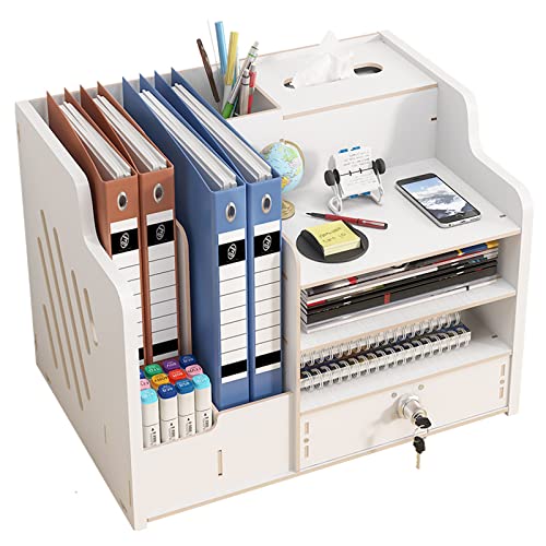 Catekro Schreibtisch Organizer Holz, Briefablage Ablagefächer mit Schublade, Bürozubehör, Ordnungssystem Büro mit Aktenhalter für Büro Bedarf Dokumentenablage Weiß Catekro Schreibtisch Organizer Holz, Briefablage Ablagefächer mit Schublade, Bürozubehör, Ordnungssystem Büro mit Aktenhalter für Büro Bedarf Dokumentenablage Weiß von Catekro