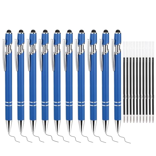 Catelves 10 Stück Kugelschreiber Metall 1,0mm Schwarz, Kugelschreiber Premium, Kugelschreiber Hochwertig, Kugelschreiber mit Touchpen, Kugelschreiber Set mit 10 Nachfüllen für Büro, Schule(Außen Blau) Catelves 10 Stück Kugelschreiber Metall 1,0mm Schwarz, Kugelschreiber Premium, Kugelschreiber Hochwertig, Kugelschreiber mit Touchpen, Kugelschreiber Set mit 10 Nachfüllen für Büro, Schule(Außen Blau) von Catelves