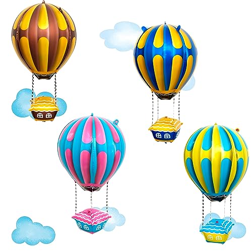 Catelves 4 Stück Heißluftballon, Helium Luftballons, Helium Ballons, Folienballon, Luftballons Bunt, Folienballon Geburtstag für Decken Kindergarten Party Hochzeitsdekor von Catelves