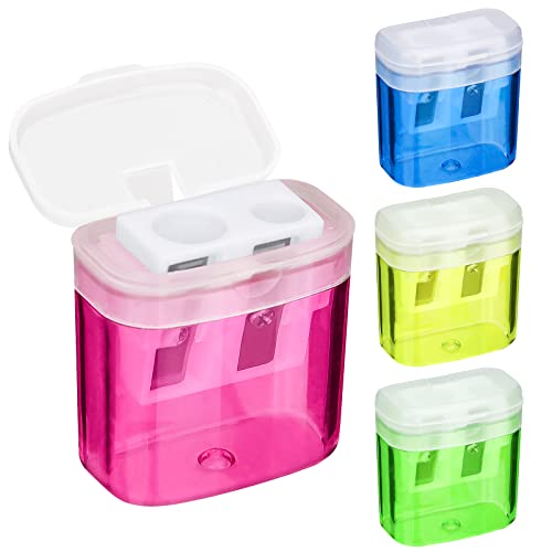 Catelves 4 Stück 4 Farben Anspitzer mit Behälter, Spitzer mit Dose, Anspitzer mit Behälter Klein, Anspitzer Kinder, Doppelloch-Bleistiftspitzer und Manueller Pencil Sharpener,Spitzer für Schule Büro Catelves 4 Stück 4 Farben Anspitzer mit Behälter, Spitzer mit Dose, Anspitzer mit Behälter Klein, Anspitzer Kinder, Doppelloch-Bleistiftspitzer und Manueller Pencil Sharpener,Spitzer für Schule Büro von Catelves