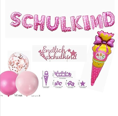 Catelves Einschulung Deko mit Konfetti Luftballon (Rosa) von Catelves