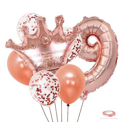 Catelves Luftballon 9. Geburtstag, Roségold Ballon 9 Geburtstag, Folienballon 9, Luftballons Geburtstag 9, Luftballons 9. Geburtstag, Deko 9. Geburtstag Mädchen, 9 Geburtstag Mädchen von Catelves