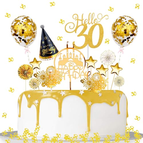 Catelves Cake Topper 30 Geburtstag, Konfetti 30 Geburtstag Deko, Tortendeko 30 Geburtstag Frau Mann, 30 Geburtstag Frauen Deko,Tischdeko 30 Geburtstag, 30 Geburtstag Party Kuchen Deko von Catelves