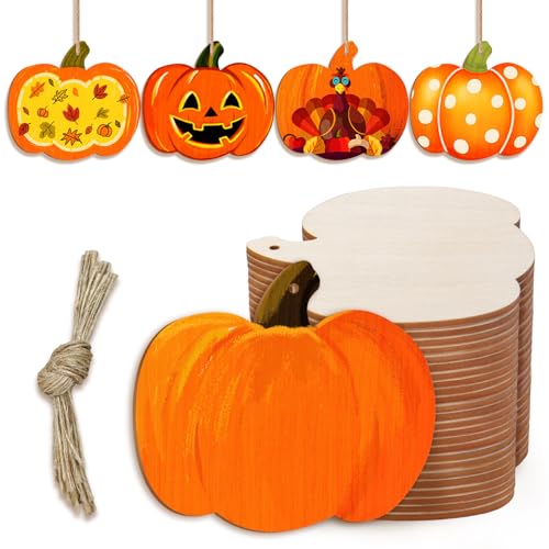 Catephe 36 Stück unlackierte Holzkürbise, Kürbis-Holzausschnitte zum Bemalen, Herbst-Halloween-Thanksgiving-Dekoration mit Loch Hanfseil zum Aufhängen Catephe 36 Stück unlackierte Holzkürbise, Kürbis-Holzausschnitte zum Bemalen, Herbst-Halloween-Thanksgiving-Dekoration mit Loch Hanfseil zum Aufhängen von Catephe
