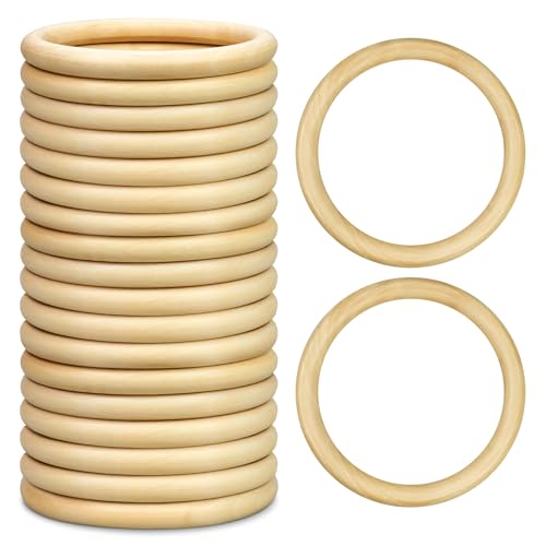 Catephe Holzringe zum Basteln, 100 mm, unlackierte Holzringe, Holzringe für Makramee-Handwerk, Anhängerverbinder, Bastelbedarf, 20 Stück von Catephe