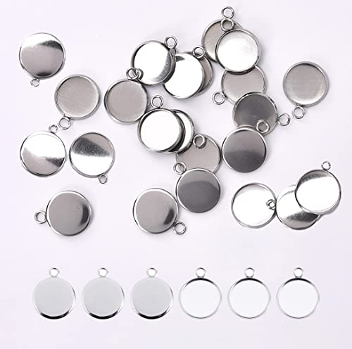 100 Stück 12 mm Edelstahl-Lünettenrohlinge, runde Cabochon-Einstellungen, Tabletts für Schmuckherstellung 100 Stück 12 mm Edelstahl-Lünettenrohlinge, runde Cabochon-Einstellungen, Tabletts für Schmuckherstellung von Catgol