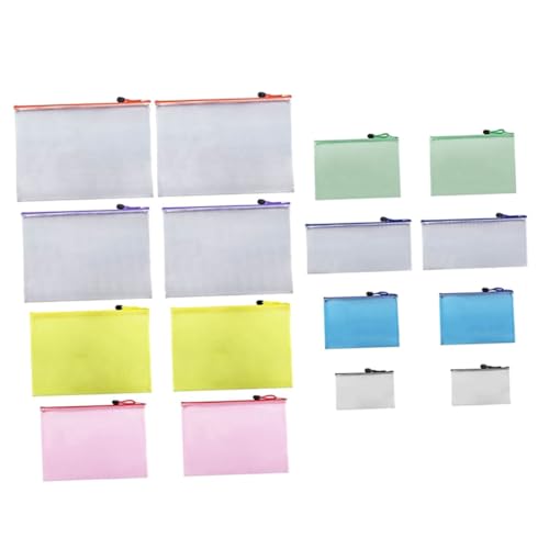 Dokumententaschen aus Netzstoff, verschiedene Farben zum Organisieren von Akten, Stiften und Quittungen, praktische PVC-Taschen für Zuhause und Büro, 16 Stück Dokumententaschen aus Netzstoff, verschiedene Farben zum Organisieren von Akten, Stiften und Quittungen, praktische PVC-Taschen für Zuhause und Büro, 16 Stück von Catgol