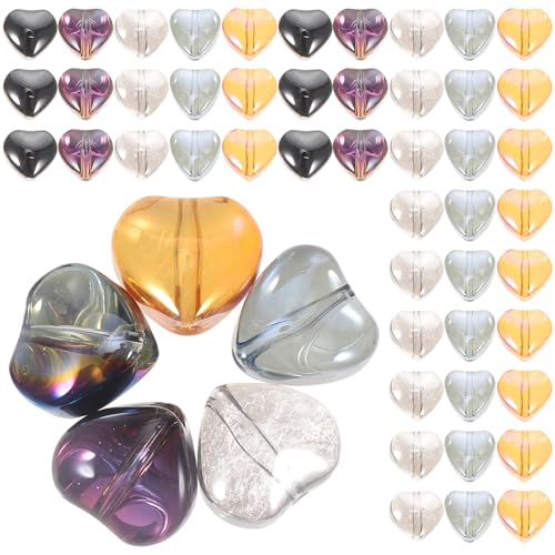Glasperlen in Herzform – 100 Stück Abstandshalter in verschiedenen Farben für DIY-Schmuckherstellung – perfekt für Halsketten und Armbänder von Catgol