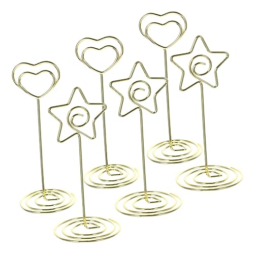 Tischnummernhalter in Herzform, 6 Stück, goldene Memo-Clips für Hochzeiten, Partys und Heimdekoration von Catgol