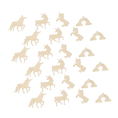 Unlackierte Einhorn-Ausschnitte aus Holz – DIY Bastelformen für kreative Projekte – 18 Stück Regenbogen-Design für Partys & Heimdekorationen von Catgol
