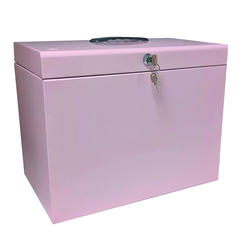 Cathedral Products A4 Stahl Aktenbox mit Starter Pack mit 5 Hängemappen – Pastellrosa von Cathedral