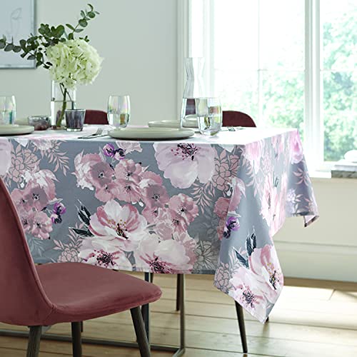 Catherine Lansfield Tischdecke mit Dramatischem Blumenmuster, 137 x 178 cm, abwischbar, Baumwolle, Grau von Catherine Lansfield
