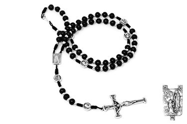 Schwarzer katholischer Rosenkranz aus Holz gewidmet Bernadette und die Lourdes-Erscheinungen. von Catholic Gift Shop Ltd