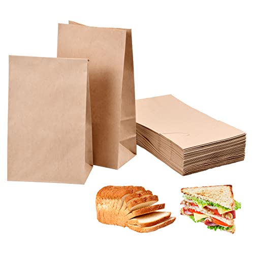 100 STK Kraftpapiertüten, 90 g/m² Braune Papiertüten, 24 x 13 x 8 cm ölbeständige Sandwich Geschenktüten, Lebensmittelqualität Lebensmitteltüten Papier Für Süßigkeiten,Snacks,Birthday,Hochzeit, Party von Catime