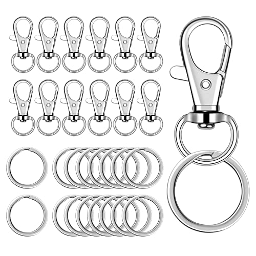 100 Stück Karabinerhaken Schlüsselanhänger, Silber 50 Karabinerhaken mit 50 Edelstahl Schlüsselringe Ringe, Abnehmbare Drehverschlüsse, Metall Schlüsselring Haken Clips für Schmuck DIY Handwerk von Catime