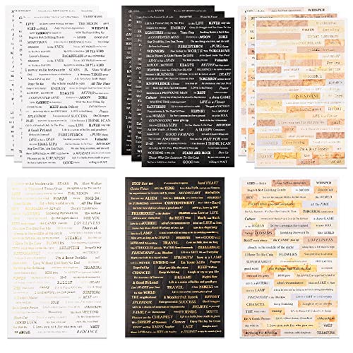 12 Blätter Scrapbook Aufkleber Satz, Phrase Word Zitat Aufkleber, Vintage Sammelalbum SprüChe Aufkleber, Bronzing Small Talk Stickers für Notizbuch Tagebuch Album DIY Handwerk von Catime
