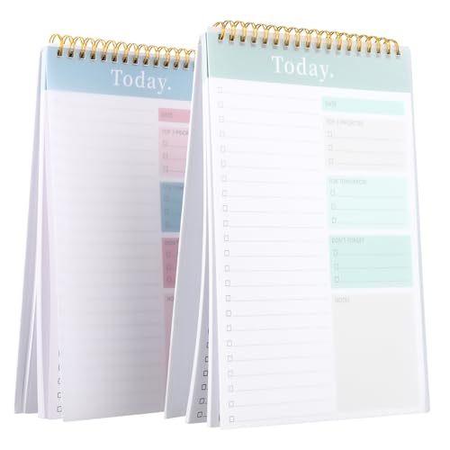 2 Stück To Do Listen Block, Tagesplaner Undatiert mit Stundenplan Checkliste, 16,5x24,7cm, Notizblock A5, Wochenplaner Reißbar, Spiralblock für Büro Schule, 52 Blatt pro Stück, 104 Blatt Total 2 Stück To Do Listen Block, Tagesplaner Undatiert mit Stundenplan Checkliste, 16,5x24,7cm, Notizblock A5, Wochenplaner Reißbar, Spiralblock für Büro Schule, 52 Blatt pro Stück, 104 Blatt Total von Catime