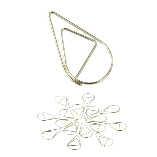 200 Stück Büroklammern Gold Klein, Paper Clips, Büroklammern Wasser Tropfen Form Lesezeichen Metall, Motiv Papierklammern für Schule Vorräte, Büro, Aktenklammer, Klassenzimmer von Catime