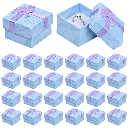 24 Stück Geschenkschachtel Ringbox Klein Schmuckkästchen Papier Geschenkbox Schmuckschatulle mit Schleife Für Anhänger, Halsketten Ringe Ohrringe Geschenkverpackung, 4x4x3cm (Lila) von Catime
