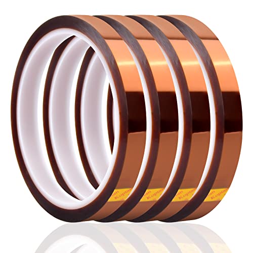 Catime 4 Rollen 10mm x 30m Hohen Temperaturen Hitzebeständig Klebeband, Polyimid Kapton Tape, Hochtemperatur Band, Hohe Temp Elektronik Isolierband für 3D-Drucken Sublimations Löten (Braun) von Catime