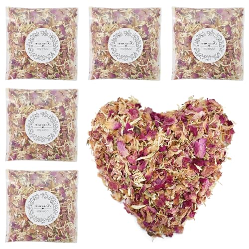 5 Packungen Natürliches Hochzeitskonfetti, Rosenblüten Getrocknet Deko, Biologisch Abbaubare Blüten Konfetti, Blütenkonfetti Hochzeit Streublumen, Gemischte Rose, Chrysantheme, Lavendel 5 Packungen Natürliches Hochzeitskonfetti, Rosenblüten Getrocknet Deko, Biologisch Abbaubare Blüten Konfetti, Blütenkonfetti Hochzeit Streublumen, Gemischte Rose, Chrysantheme, Lavendel von Catime