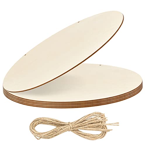 6 Stk Holzscheiben Groß, Runde Holzplatten 30cm Durchmesser & 3mm Dick, Natur Holz Kreise, Leere Holzplättchen mit Loch & Hanfseil zum Basteln für Dekoration Malerei Tür Schilder Aufhängen 6 Stk Holzscheiben Groß, Runde Holzplatten 30cm Durchmesser & 3mm Dick, Natur Holz Kreise, Leere Holzplättchen mit Loch & Hanfseil zum Basteln für Dekoration Malerei Tür Schilder Aufhängen von Catime