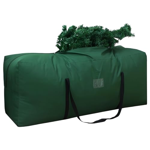 Extra Große Weihnachtsbaumtasche 135x40x50cm, 600D Oxford Weihnachtsbaum Aufbewahrung Tasche Wasserdicht, Umzugstasche mit Tragegriffen Reißverschluss, Tannenbaum Tasche, bis zu 270cm Bäume (Grün, A) von Catime