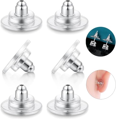 3 Paar hypoallergene Silikon-Ohrring-Verschlüsse für schwere Ohrringe (Silber) von Catinee