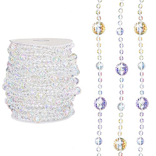 CattleyaHQ Acryl Perlen Rollen 20M,Kristall Perlen Vorhänge Stränge, Kristallperlen Girland ,hängendes Ornament für Zuhause, Hotel, Hochzeit, Party, Tür, Fenster Dekoration(gemischte Größe Perle) von CattleyaHQ