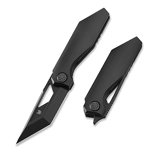 Cavol Shimo Klappmesser Daumenloch-Messer, 65mm M390 Klinge Front Flipper Messer Folding Knife,Titanium Handle Tasche Klappmesser,Kleines Edc Taschenmesser (schwarz) von Cavol