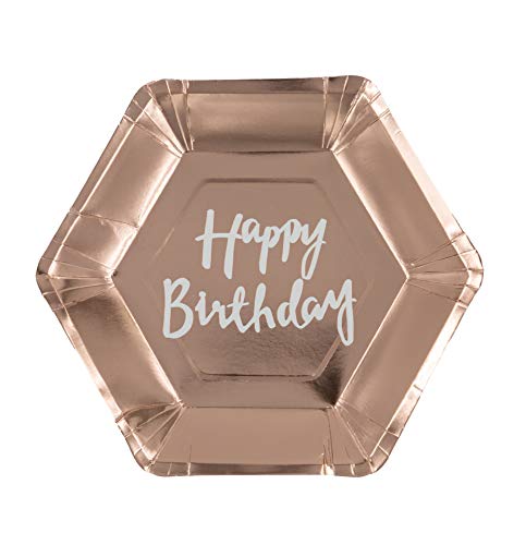 Cavore Happy Birthday Teller Rosegold – 8 Stück – Pappteller in Rosa Gold für Geburtstag Mädchen – Partygeschirr Einweg Cavore Happy Birthday Teller Rosegold – 8 Stück – Pappteller in Rosa Gold für Geburtstag Mädchen – Partygeschirr Einweg von Cavore
