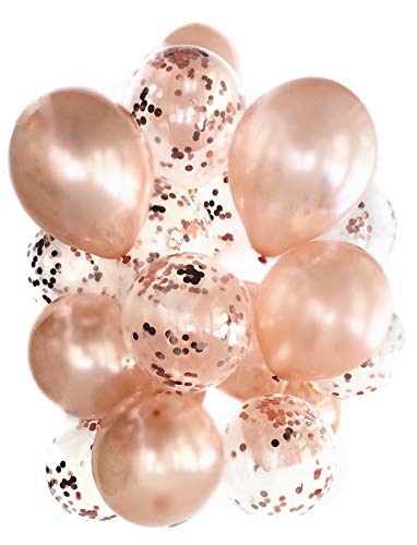 Konfetti Luftballon Set in rosegold metallic – 20 Stück – Partydeko Ballons für Geburtstag, JGA, Taufe, Hochzeit, Baby-Shower & Silvester von Cavore