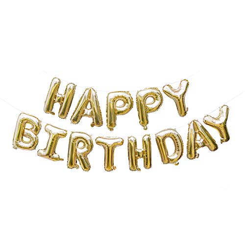 Cavore Luftballon Happy Birthday Banner in Gold metallic – XL Schriftzug-Girlande zum Aufhängen für eine stilvolle Geburtstagsdeko für Erwachsene und Kinder von Cavore