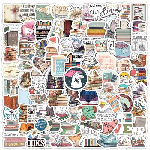 100 Stück Buchaufkleber,ästhetische Aufkleber für Kinder und Jugendliche,ästhetische Leseaufkleber,Wasserdichte Vinyl Aufkleber für Scrapbook,Bücher,Laptop,Wasserflasche,Skateboard 100 Stück Buchaufkleber,ästhetische Aufkleber für Kinder und Jugendliche,ästhetische Leseaufkleber,Wasserdichte Vinyl Aufkleber für Scrapbook,Bücher,Laptop,Wasserflasche,Skateboard von CavspkArt
