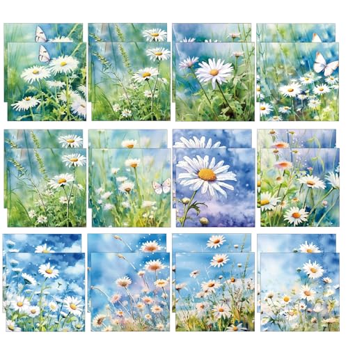 24 Blatt Scrapbooking-Papierblöcke, 12 Designs, Blumenmuster, dekorative Papiere, Kartenblock für Scrapbook-Zubehör, Blumen-Scrapbook, Bastelpapier für Kartenherstellung, DIY-Dekoration (A33) von CavspkArt
