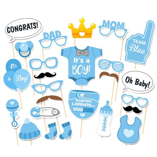 25 Stück Babyparty Fotorequisiten Junge,Gender Reveal Party Dekorationen,Baby Shower Fotorequisiten Fotoaccessoires für Baby Party,Geburtstag Dekorationen 25 Stück Babyparty Fotorequisiten Junge,Gender Reveal Party Dekorationen,Baby Shower Fotorequisiten Fotoaccessoires für Baby Party,Geburtstag Dekorationen von CavspkArt