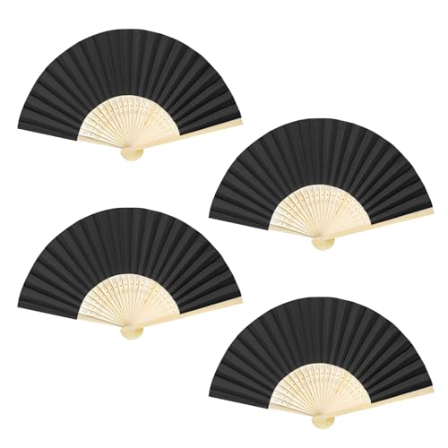 CavspkArt Papierfächer, Bambus, Handfächer, handgefertigt, Handfächer für Kinder, Papier-Faltfächer, Handfächer für Hochzeit, Party, Heimdekoration, Foto-Requisiten, Schwarz, 4 Stück CavspkArt Papierfächer, Bambus, Handfächer, handgefertigt, Handfächer für Kinder, Papier-Faltfächer, Handfächer für Hochzeit, Party, Heimdekoration, Foto-Requisiten, Schwarz, 4 Stück von CavspkArt