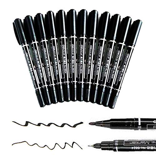 Caxmtu 12 Stück schwarze Permanentmarker, Bürobedarf, Doppelspitze fein, 12 Stück, schwarz Caxmtu 12 Stück schwarze Permanentmarker, Bürobedarf, Doppelspitze fein, 12 Stück, schwarz von Caxmtu
