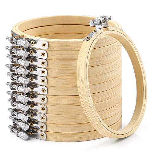 Caydo 12 Stück 10 cm runde Stickrahmen 10,2 cm Mini Bambus Kreis Kreuzstich Hoop Ring von Caydo
