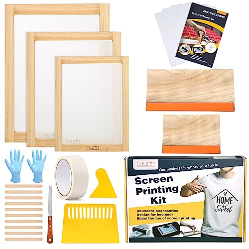 Caydo 23-teiliges Siebdruck-Starter-Set enthält 3 Verschiedene Größen von Holz-Siebdruckrahmen mit Netz, Siebdruckabzieher, Tintenstrahl-Transparenzfolie, Tintenmesser und Maskenband Caydo 23-teiliges Siebdruck-Starter-Set enthält 3 Verschiedene Größen von Holz-Siebdruckrahmen mit Netz, Siebdruckabzieher, Tintenstrahl-Transparenzfolie, Tintenmesser und Maskenband von Caydo