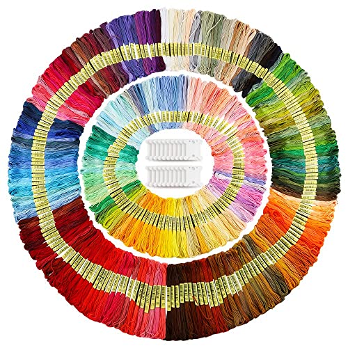 Caydo 300 Skeins Stickgarn, Regenbogen Farbe Freundschaft Armbänder Zahnseide mit 20 Stücke Zahnseide Spulen von Caydo