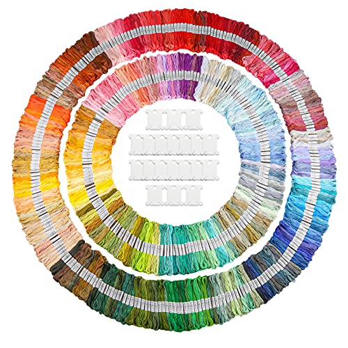 Caydo 447 Farben Stickgarn, Kreuzstichfäden mit 20 Stk Garnspulen für Freundschaftsarmbänder Kunst DIY Handwerk von Caydo