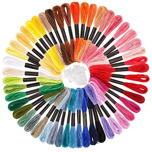 Caydo 50 Farben Stickgarn, Regenbogenfarben Stickfaden, Freundschaftsarmband Schnur für Armbandherstellung, Nähhandwerk von Caydo