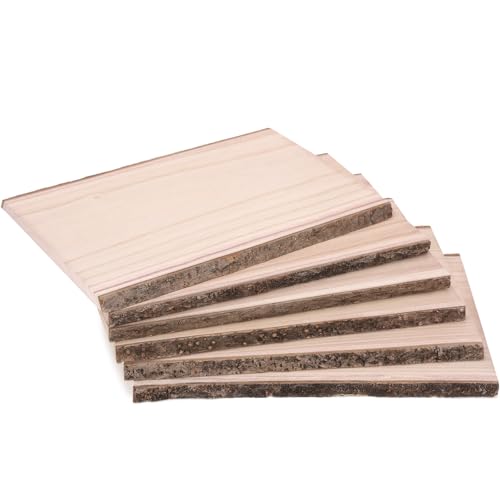 Caydo 6 Stück 33 cm rechteckige Holzdielen mit lebender Kante Holzplatte für Holzverbrennungsprojekte, Brandmalerei, Hochzeit und Weihnachtsdekoration von Caydo