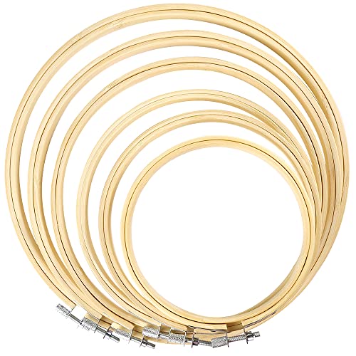 Caydo 6 Stück Stickrahmen Bambus Kreis Kreuzstich Hoop Ring, Runde Durchmesser 10cm bis 26cm Einstellbar für Stickerei Holz Handwerk Rahmen Caydo 6 Stück Stickrahmen Bambus Kreis Kreuzstich Hoop Ring, Runde Durchmesser 10cm bis 26cm Einstellbar für Stickerei Holz Handwerk Rahmen von Caydo