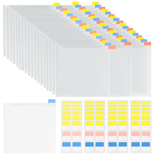 Caydo 60 Stück 15,2 x 15,2 cm große Papieraufbewahrung, transparente Kunststoffhüllen mit 120 Haftindex-Tabs zum Organisieren von Scrapbook-Papier, Karton, Origami-Papier, Keksschablonen von Caydo